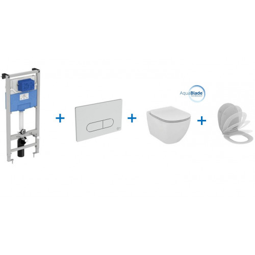 Инсталляция Ideal Standard ProSys R030501 с унитазом T007901 TESI AquaBlade, клавиша, сиденье микролифт, комплект-1