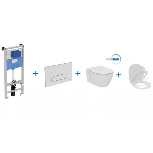 Инсталляция Ideal Standard ProSys R030701 с унитазом Connect AquaBlade E047901, клавиша, сиденье микролифт, комплект-1
