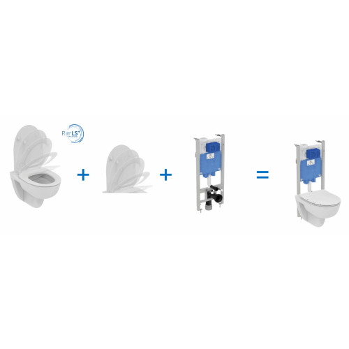 Инсталляция Ideal Standard Prosys 2.0, без кнопки, R046367 с унитазом Ideal Standard i.life A Rimless безободковый c сиденьем микролифт, T471601 , комплект, RI471602