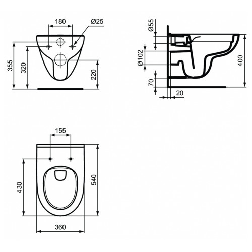 Инсталляция Ideal Standard Prosys 2.0, без кнопки, R046367 с унитазом Ideal Standard i.life A Rimless безободковый c сиденьем микролифт, T471601 , комплект, RI471602-2