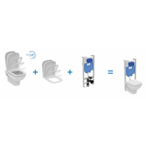 Инсталляция Ideal Standard Prosys 2.0, без кнопки, R046367 с унитазом Ideal Standard i.life A Rimless безободковый c сиденьем микролифт, T471701 , комплект, RI471702