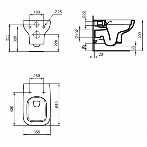 Инсталляция Ideal Standard Prosys 2.0, без кнопки, R046367 с унитазом Ideal Standard i.life A Rimless безободковый c сиденьем микролифт, T471701 , комплект, RI471702-2