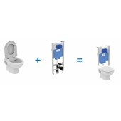 Инсталляция Ideal Standard Prosys 2.0, без кнопки, R046367 с унитазом Ideal Standard Exacto Rimless безободковый c сиденьем микролифт, R002601, комплект, RX002602