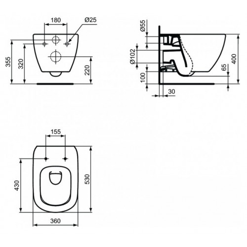Инсталляция Ideal Standard Prosys Frame 120 M с унитазом Tesi AquaBlade T0079V1, сиденье микролифт, комплект, T0079V15SW-4