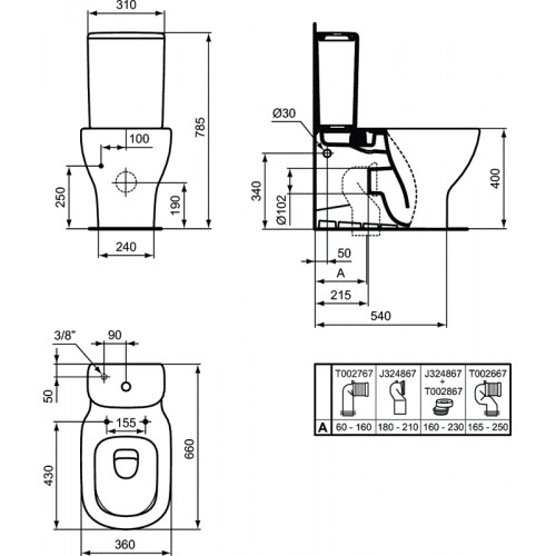 Напольный унитаз Ideal Standard Tesi AquaBlade® T008201, безободковый-9