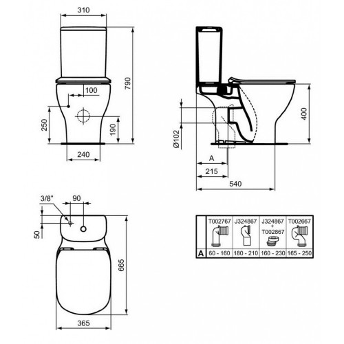Напольный унитаз Ideal Standard Tesi Silk White AquaBlade, белый матовый, без сиденья, T0087V1/T3568V1-1