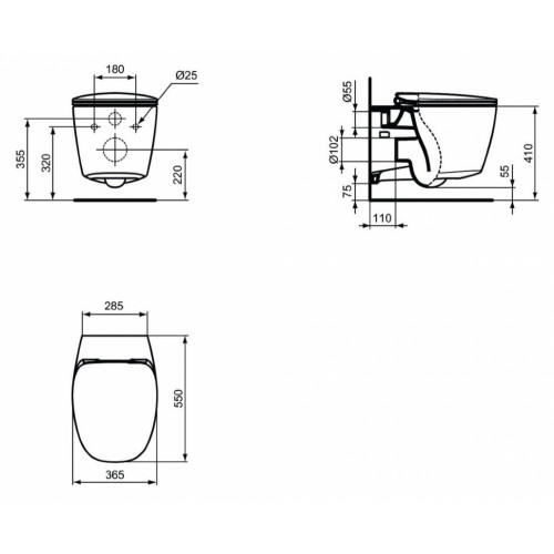 Подвесной унитаз Ideal Standard Dea AquaBlade с сиденьем, белый, T348701/T676601-1