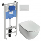Инсталляция Ideal Standard Prosys Frame 120 M с унитазом Tesi Rimless T355101, сиденье микролифт, панель смыва, комплект, T355101PT