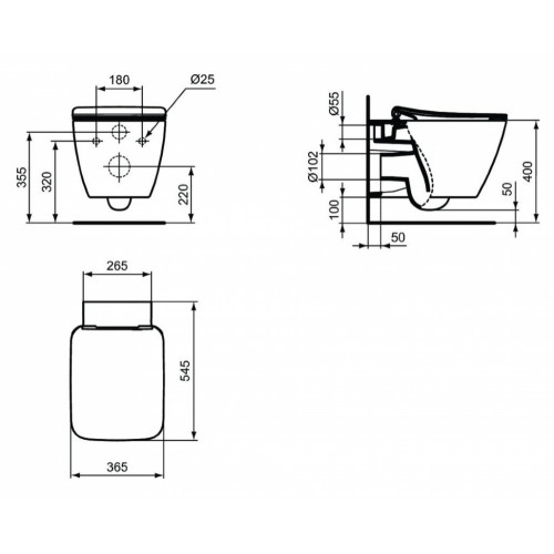 Подвесной унитаз Ideal Standard Strada II AquaBlade белый с сиденьем стандарт, T359701/T360001-4