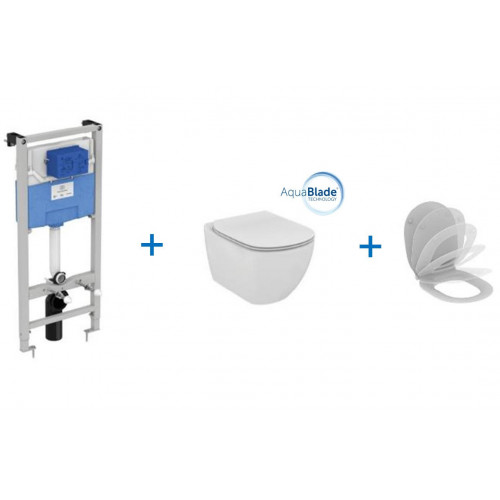 Инсталляция Ideal Standard T386801 с унитазом TESI AquaBlade T007901, сиденье микролифт, комплект-1