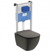 Инсталляция с унитазом Ideal Standard Tesi, сиденье микролифт, черный матовый Silk Black, комплект T3868V3