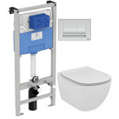 Инсталляция с унитазом Ideal Standard Tesi T387201, сиденье микролифт, клавиша хром, комплект
