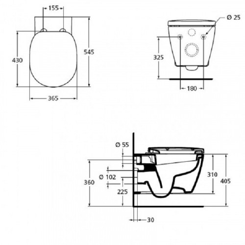 Инсталляция Ideal Standard ProSys Eco Frame M W220101 с унитазом Connect E803501, сиденье микролифт E712701, комплект-5