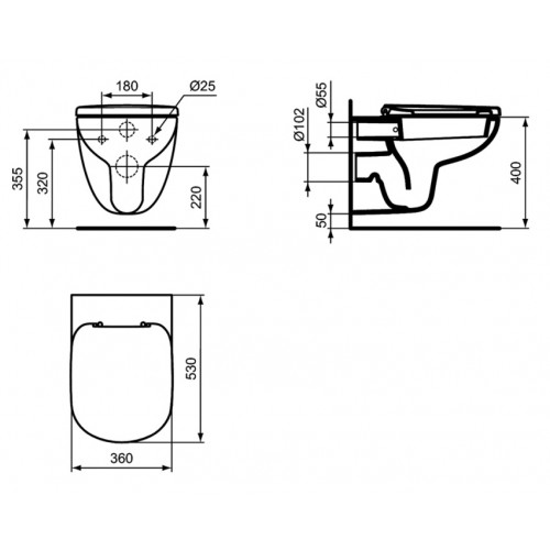 Инсталляция Ideal Standard W3710AA с унитазом Tempo Rimless T331101, сиденье микролифт, панель смыва, комплект, W990101-4
