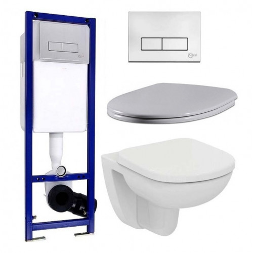 Инсталляция Ideal Standard W3710AA с унитазом Tempo Rimless T331101, сиденье микролифт, панель смыва, комплект, W990101
