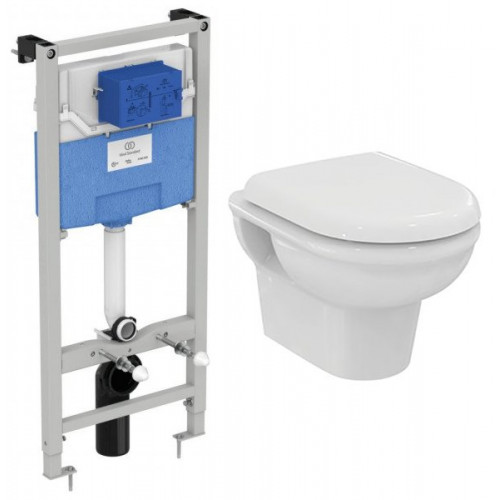 Инсталляция Ideal Standard Prosys Frame 120 M R020467 с унитазом Ideal Standard Exacto Rimless безободковый c сиденьем микролифт UV09001, комплект, X042601