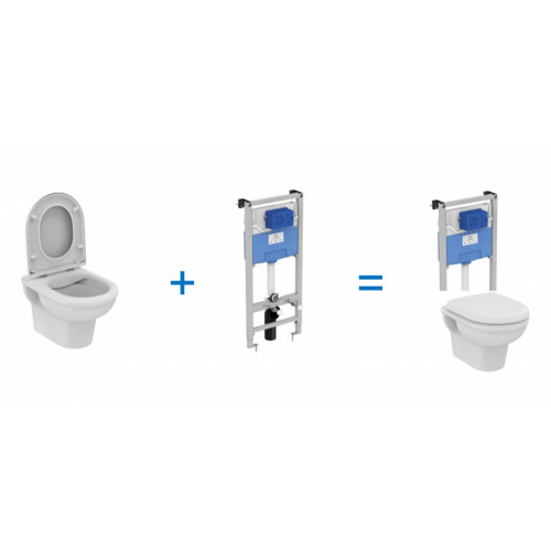 Инсталляция Ideal Standard Prosys Frame 120 M R020467 с унитазом Ideal Standard Exacto Rimless безободковый c сиденьем микролифт UV09001, комплект, X042601-1