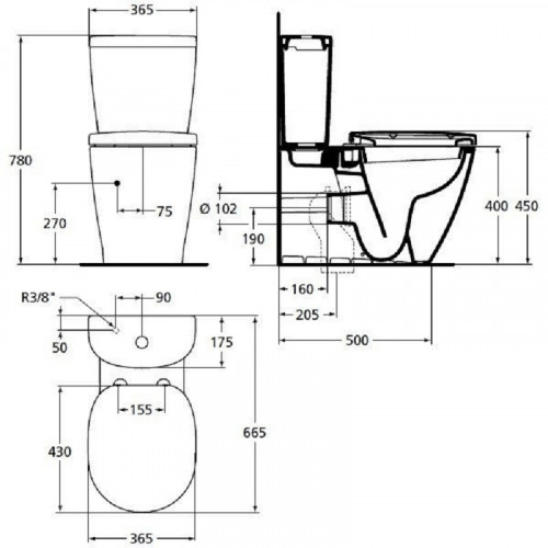 Напольный унитаз Ideal Standard Connect Е803701 с бачком E785601, безободковый-6