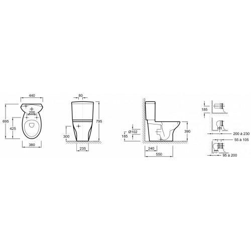 Напольный унитаз Jacob Delafon Presquile, крышка микролифт, 19077-00/E1425-00-1