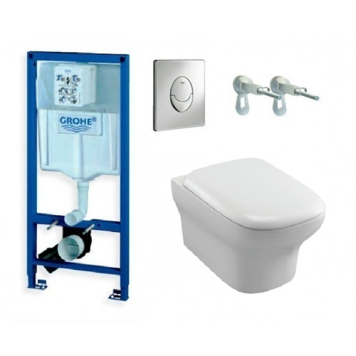 Инсталляция Grohe с безободковым унитазом Jacob Delafon Vox EDM102, сиденье микролифт, 38721001/EDM102-00/E20142-00, комплект