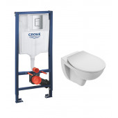 Инсталляция Grohe Rapid SL c безободковым унитазом Jacob Delafon Patio EDV102-00, клавиша хром, комплект