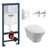 Инсталляция Grohe с безободковым унитазом Jacob Delafon Vox EDM102, сиденье микролифт, 38775001/EDM102-00/E20142-00, комплект