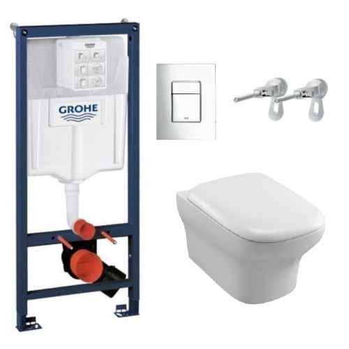 Инсталляция Grohe с безободковым унитазом Jacob Delafon Vox EDM102, сиденье микролифт, 38775001/EDM102-00/E20142-00, комплект