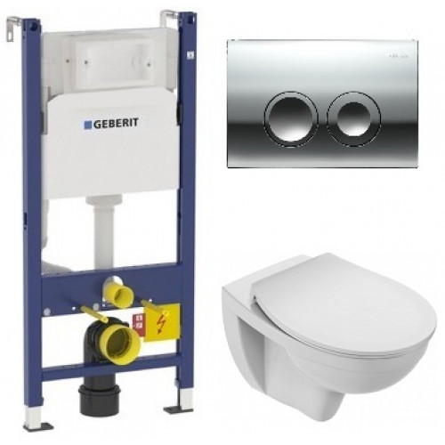 Инсталляция Geberit с безободковым унитазом Jacob Delafon Patio EDV102-00, сиденье микролифт, комплект 176820