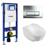 Инсталляция Geberit с безободковым унитазом Jacob Delafon Odeon Rive Gauche EDR102-00, сиденье стандарт, комплект 319966