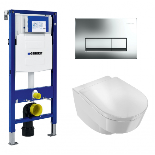 Инсталляция Geberit с безободковым унитазом Jacob Delafon Odeon Rive Gauche EDR102-00, сиденье стандарт, комплект 319966