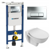 Инсталляция Geberit с безободковым унитазом Jacob Delafon Patio EDV102-00, сиденье микролифт, комплект 295156