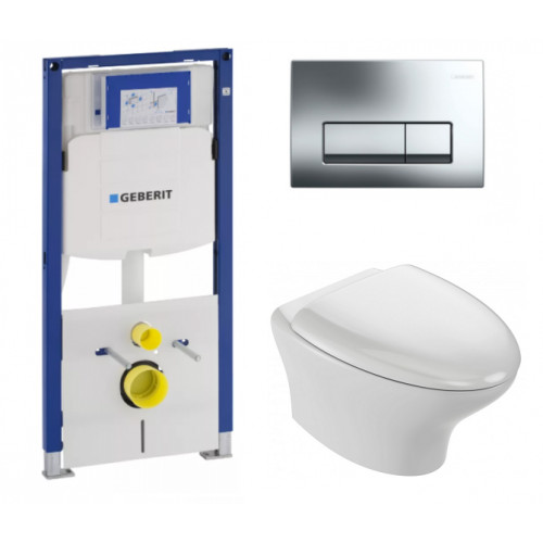 Инсталляция Geberit с безободковым унитазом Jacob Delafon Nouvelle Vague EDJ102-00, сиденье микролифт, комплект