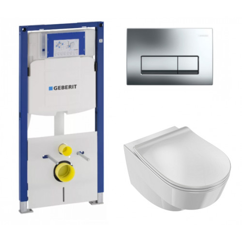 Инсталляция Geberit с безободковым унитазом Jacob Delafon Odeon Rive Gauche EDR102-00, сиденье микролифт, комплект 361920