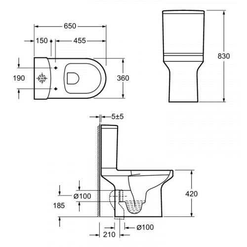 Напольный безободковый унитаз Jacob Delafon Elite E20997-00, крышка микролифт, тонкая-1