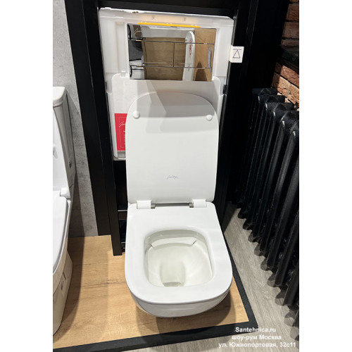 Инсталляция Jacob Delafon с унитазом Jacob Delafon Struktura E21741RU-00, тонкое сиденье с микролифтом, клавиша хром, комплект (E29025+EDE102+E20606+E4316-CP)-3