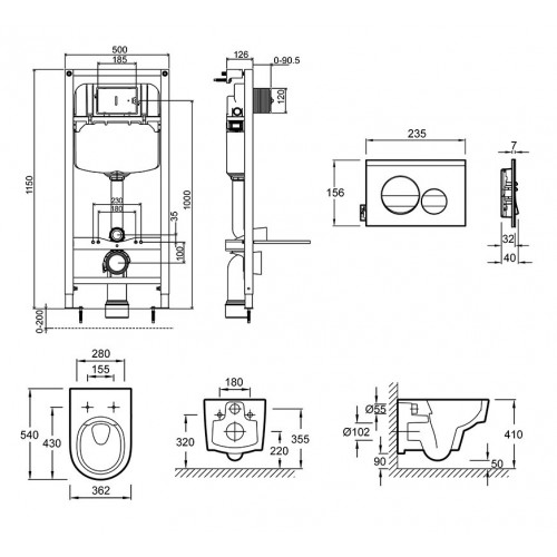 Инсталляция с безободковым унитазом Jacob Delafon Odeon Rive Gauche E21745RU-00, клавиша матовый и глянцевый хром, тонкое сиденье с микролифтом-1
