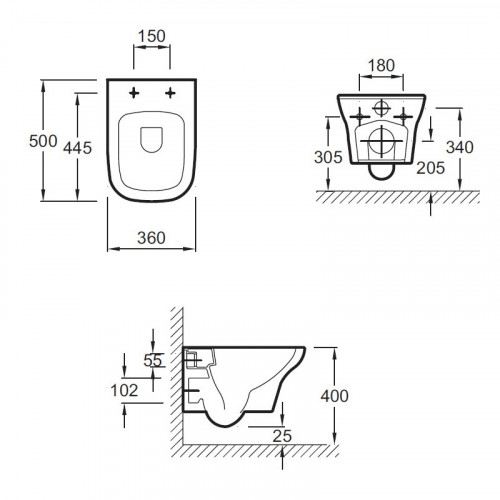 Инсталляция Jacob Delafon 40 см, с безободковым унитазом Vox EDM102, сиденье тонкое микролифт, клавиша хром, комплект E21770RU-00 (E33131RU+EDM102+E20142+E4316-CP)-5