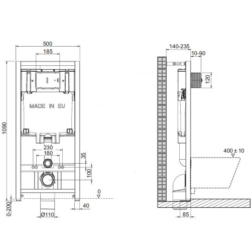 Инсталляция Jacob Delafon E29025 с безободковым унитазом Vox EDM102, сиденье микролифт, комплект E21772RU-00 (E29025+EDM102+E20142)-2