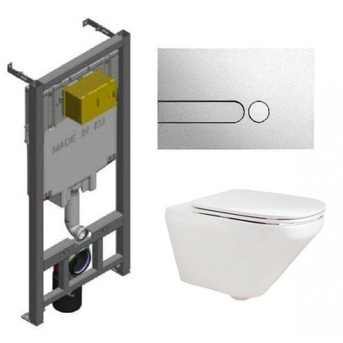 Инсталляция Jacob Delafon с унитазом Jacob Delafon Modern Life E77725-0, сиденье микролифт клавиша хром, комплект 322859