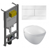 Инсталляция Jacob Delafon с унитазом Presquile E4440-00, сиденье микролифт клавиша белая, комплект E29025-NF/E4440-00/E4316-00