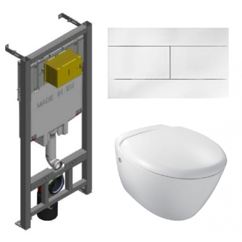 Инсталляция Jacob Delafon с унитазом Presquile E4440-00, сиденье микролифт клавиша белая, комплект E29025-NF/E4440-00/E4316-00