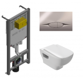 Инсталляция Jacob Delafon с унитазом Jacob Delafon Struktura EDE102-00, сиденье микролифт клавиша хром, комплект 302542