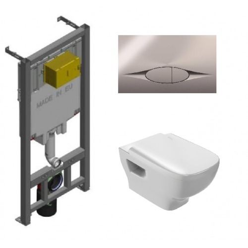 Инсталляция Jacob Delafon с унитазом Jacob Delafon Struktura EDE102-00, сиденье микролифт клавиша хром, комплект 302542