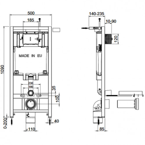 Инсталляция Jacob Delafon с унитазом Jacob Delafon Struktura EDE102-00, сиденье микролифт клавиша хром, комплект 302542-2