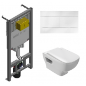 Инсталляция Jacob Delafon с унитазом Jacob Delafon Struktura EDE102-00, сиденье микролифт клавиша белая, комплект 322979