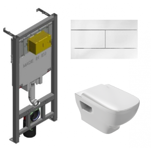 Инсталляция Jacob Delafon с унитазом Jacob Delafon Struktura EDE102-00, сиденье микролифт клавиша белая, комплект 322979