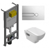Инсталляция Jacob Delafon с унитазом Jacob Delafon Struktura EDE102-00, сиденье микролифт клавиша хром, комплект 322872
