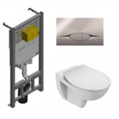 Инсталляция Jacob Delafon с безободковым унитазом Jacob Delafon Patio EDV102-00, сиденье микролифт клавиша хром, комплект 302550