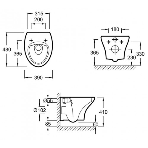 Подвесной безободковый унитаз Jacob Delafon Nouvelle Vague EDK102-00 белый-1
