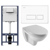 Инсталляция Am.Pm с унитазом Jacob Delafon Patio E4187-00, сиденье микролифт клавиша белая, комплект